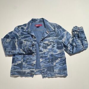Vintage Corniche Camouflage Blue Denim Jacket Size Medium Women’s